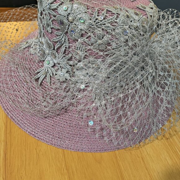 Women’s Pink + Silver First-Lady Church Hat | Show-Stopping Statement | One Size - Picture 4 of 8